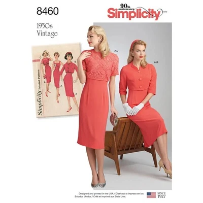 Simplicity Sewing Pattern 8460 Misses Dress Jacket 1950s Vintage Sizes 6-14 UC - Image 1 of 4
