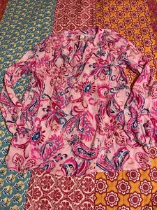 Top in seta Lilly Pulitzer Elsa cocco sfilacciato circa $178 taglia L - Foto 1 di 5