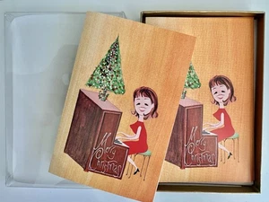 Posten unbenutzt Vintage MCM Stil Klavier Musik Weihnachtskarten & Umschläge Box Set USA - Bild 1 von 4