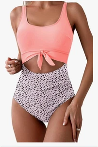 Eomenie Women's Large NWT One Piece Swimsuit Size Large/Tummy Control/Tie Knot - Picture 1 of 10