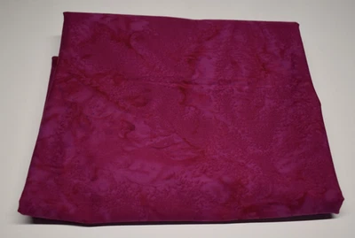 Batik fabric piece PINK dark fuchsia tonal watercolor BACKGROUND 1 yard + 10" - Image 1 of 2