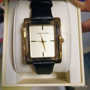 Anne Klein Women's Leather Strap Watch, AK/2706 - Gold/Black - Picture 1 of 2