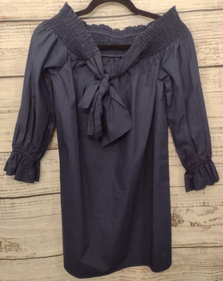 Blusa Soprano Para Mujer XS Azul Fuera del Hombro Espalda Pajarita Manga 3/4 Boho NUEVA Foto 1 de 4