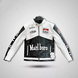 MotoGP Championship F1 Raceway Red and White Real Leather Jacket for Men - Picture 1 of 10