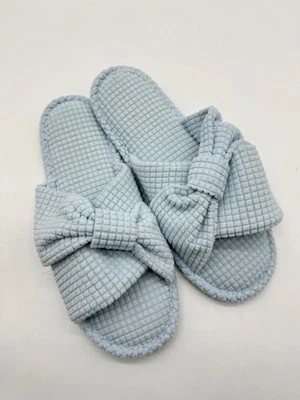 Zapatillas CHARTER CLUB con arco de rizo punta abierta para mujer espuma viscoelástica talla 11-12 AZUL Foto 1 de 4