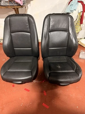 BMW E92 2007-2013 serie 3 cupé deportivo par de asientos delanteros cuero negro calefacción OEM Foto 1 de 4