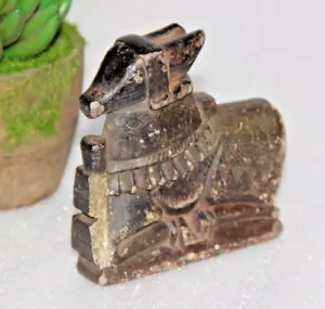 Antique Wooden Cow Nandi Animal Figurine Original Old Fine Hand Carved 105 - Picture 1 of 8