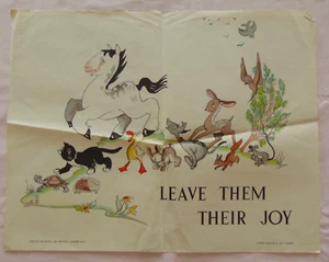 RSPCA Poster - Leave Them Their Joy - Leonard Ripley & Co Ltd London - 44 x 56cm - Picture 1 of 8