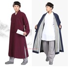 Shaolin Buddhist Monk Winter Warm Fleece Long Robe Meditation Gown Kung Fu Suit
