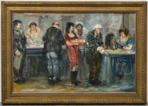 Moshe Chauski, (1935-2014), Self Service Counter, 24x36 o/c SOCIAL REALISM - Picture 1 of 6