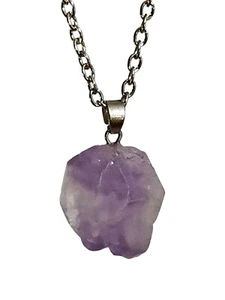 Raw Amethyst Necklace Crystal Pendant Healing Stone Chakra Reiki High Quality - Picture 1 of 12