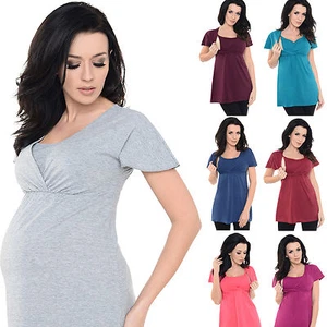 Purpless 2in1 Maternity and Nursing Short Sleeved Cotton Top Tee 7742 - Picture 1 of 24