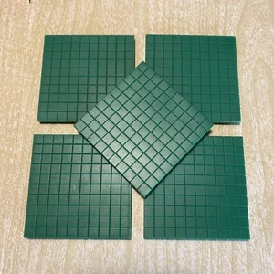 Base 10 Blocks - 100 Flats - Set of 5 - Green Math Manipulatives Plastic Blocks - Picture 1 of 4