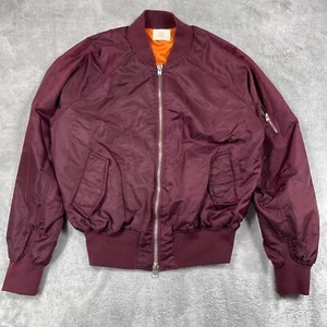 Fear Of God Collection Two Bomber Jacket Men Large Burgundy Nylon Lined Full Zip - Picture 1 of 16