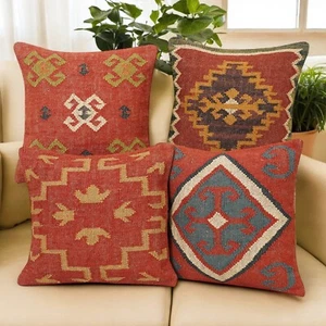 vintage Throw Pillow Jute kilim pillow cover Navajo south western cushion cover - Picture 1 of 6
