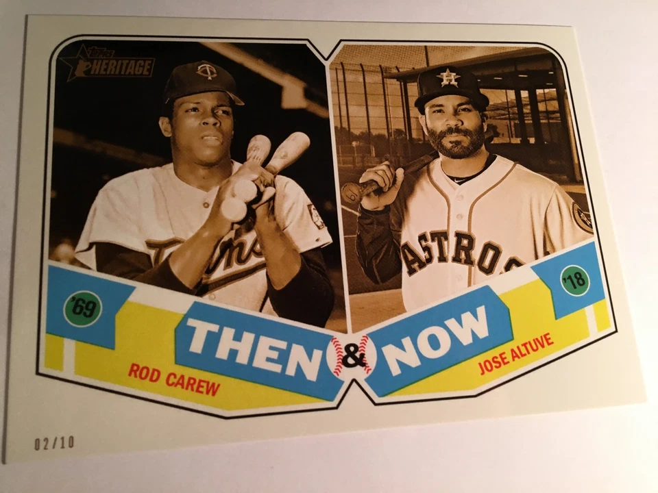 2018 Topps Heritage Then & Now 5x7 Jumbo Rod Carew Jose Altuve 9 02/10 - Image 1 of 1