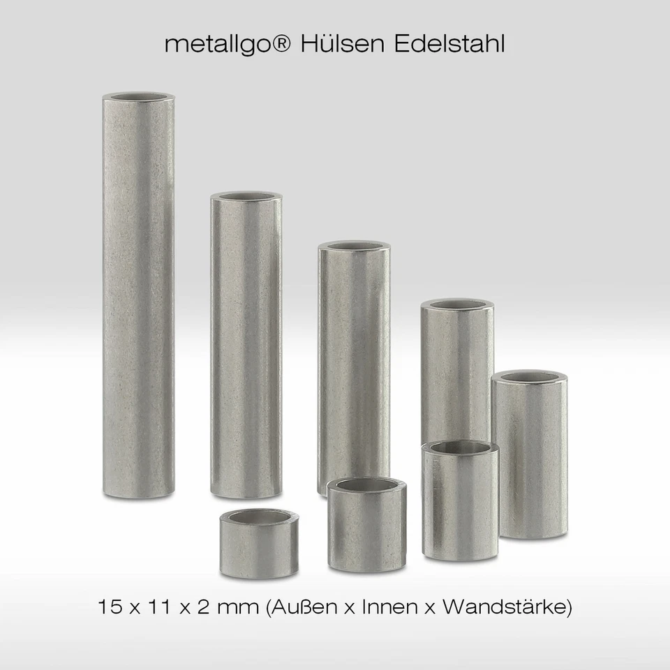 Edelstahl Distanzhülsen, ohne Innengewinde, bis M10 durchsteckbar, 15x11x2 mm - Bild 1 von 4