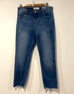 Jeanswest Denim Jeans Womens Size 12 Blue High Waist Straight Fringe - Picture 1 of 12