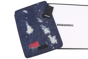 DSQUARED2 Unisex Hülle Einheitsgröße Denim Bemalt Zerrissen Apple IPAD Blau - Picture 1 of 6