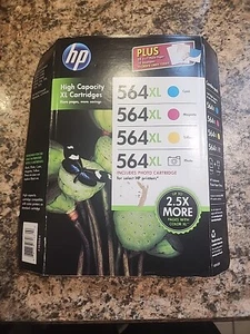 New Genuine HP 564XL 3 pack. Cyan, Magenta, Yellow. + Black  - Picture 1 of 16