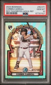 2023 Bowman ROY Favorites Corbin Carroll Aqua Refractor Rookie (RC) /125 PSA 10 - Imagen 1 de 2