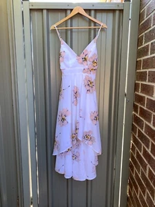 Peppermayo Size 6 Hi Lo White Floral Sleeveless Tie Back Dress Races Cocktail - Picture 1 of 12