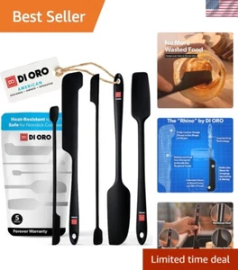 Silicone Spatula Set for Baking & Cooking - 5pc Jar Scrapers, Ergonomic Design - Picture 1 of 10