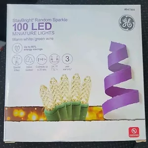 GE StayBright Random Sparkle 100 LED Miniature Lights Warm White Green Wire NEW - Picture 1 of 2