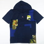 Sun Stone Navy Blue Medium Floral Hawaiian Patches Hooded Hoodie Tshirt Defect