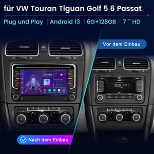 Radio de coche Octa Core Android 13 6+128 GB GPS para VW Golf 5 6 Bora EOS Jetta T5 SWC - Imagen 1 de 12