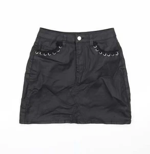 Very Womens Black Cotton Blend Mini Skirt Size 8 - Picture 1 of 12