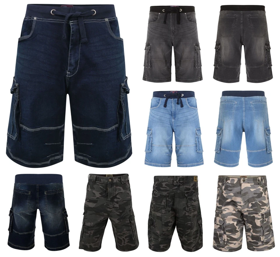 Pantalones cortos grandes y altos para hombre combate de carga informales de verano camuflado medios pantalones de mezclilla 40-60 Foto 1 de 1