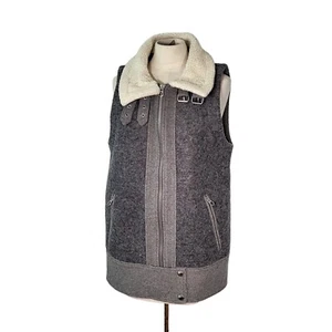 Madewell Weste Damen Größe M Wollmischung Sherpa gefüttert Gürtel Ausschnitt grau - Bild 1 von 10