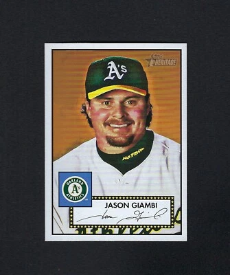 2001 Topps Heritage #77 JASON GIAMBI A's RED BACK (1952 Topps Design) NRMT - Image 1 of 2