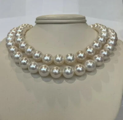 2 пряди 11 мм пресноводный жемчуг ожерелье, 34 «длиной или две вложенные пряди - Изображение 1 из 4
