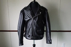 Vintage M M Lederwaren Leder Motorrad Jacke Gr. 52 Reißverschluss Innenfutter  - Bild 1 von 12