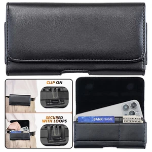 PU Leather Waist Bag For 5.5"/5.7"-6.3"/7" Cell Phone Magnetic Closure Wallet - Picture 1 of 28