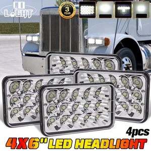 4PC 4x6" LED Headlights Hi-Lo Beam H4656/4651 For Kenworth Peterbilt 357 379 378 - Picture 1 of 16