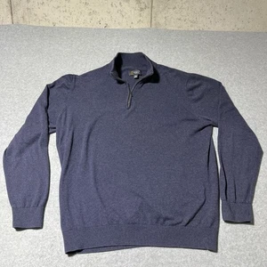 Wallin & Bros Herren XL Navy Blau Quarter Zip Baumwolle Kaschmir Pullover Sweater - Bild 1 von 5