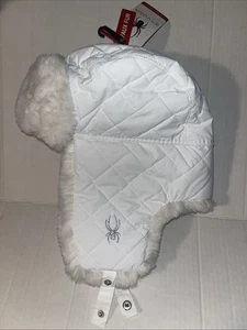 Damen Spyder gesteppte Trappermütze Peal weiß Kunstfell Einheitsgröße - Bild 1 von 8