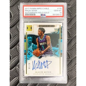 2017-18 Malik Monk RC Panini Impecable Autógrafo Holo Dorado/10 PSA 10 Pop 1 SSP - Imagen 1 de 2