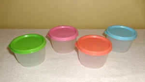 4 Vintage Tupperware 4oz Primary Snack Cups #1229 with Lids   BRAND NEW - Picture 1 of 6