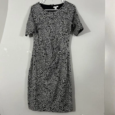 Vestido Vaina Para Mujer Cato Negro Blanco Estampado Leopardo Manga Corta Acanalado Talla 6 Foto 1 de 4