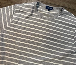 Peter Millar Collection Gray Striped Marine Short Sleeve Gray White Shirt Size M - Picture 1 of 6