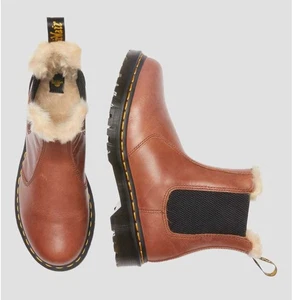 Dr Martens Gr.8 Leonore Chelsea Boots 2976 Kunst Lammfell Fell gefüttert cognac hellbraun - Bild 1 von 13
