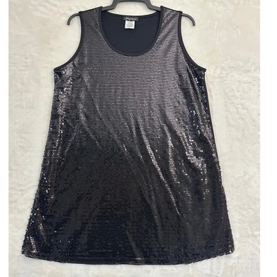 Top de lentejuelas negro marca Slinky XL para mujer fiesta lujo mafia esposa Foto 1 de 4