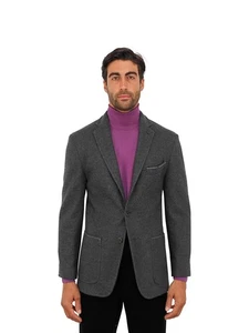 $2600 RUBINACCI NAPOLI Gray Unlined Jacket Blazer 100% Cashmere Made in Napoli - Picture 1 of 7