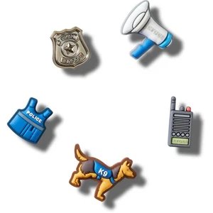 NIP CROCS Jibbitz Charms Tiny Police 5 Pack K9 Dog Vest Badge Walkie-Talkie Mega - Picture 1 of 3