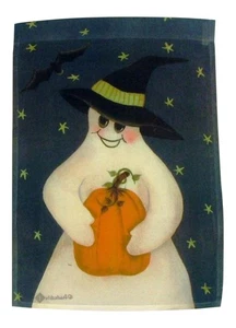 Calabaza Folk Ghost Feliz Halloween Tamaño Estándar Casa Bandera - Imagen 1 de 1