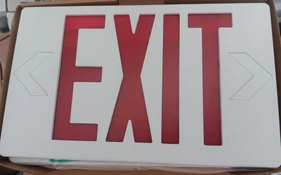 全新 - 商用电动红色绿色 - 出口标志 1003 821 753 白色 120v/277v — 第 1/3 张图片